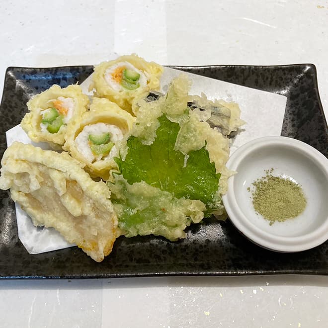 お魚の東寺揚げ 抹茶塩